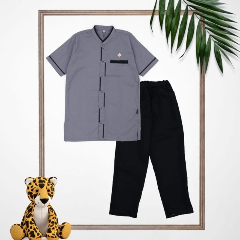Baju Koko Anak Lengan Pendek 10-16 Tahun Setelan Koko Premium Kurta Alwi Zahir Shine - B&D Kids