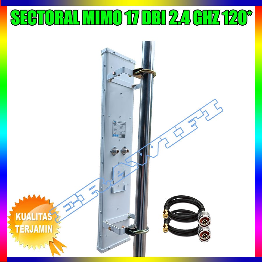 Antena BTS Wifi Outdoor 2,4 GHz Sectoral Mimo 17 dBi 120 derajat | Antenna Rocket M2 | Antena Basebo