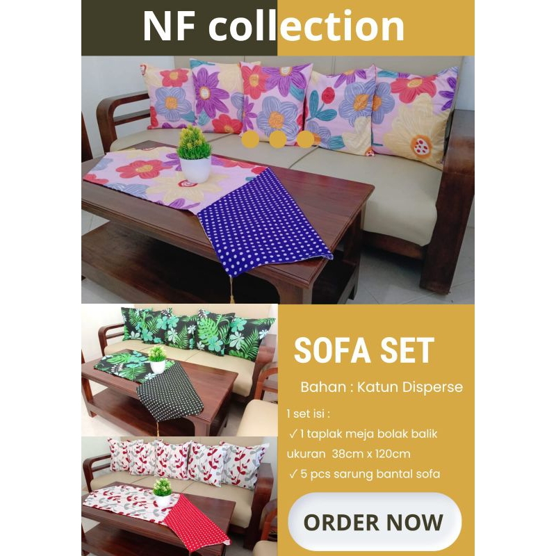 SOFA SET (SARUNG BANTAL SOFA+TAPLAK MEJA)
