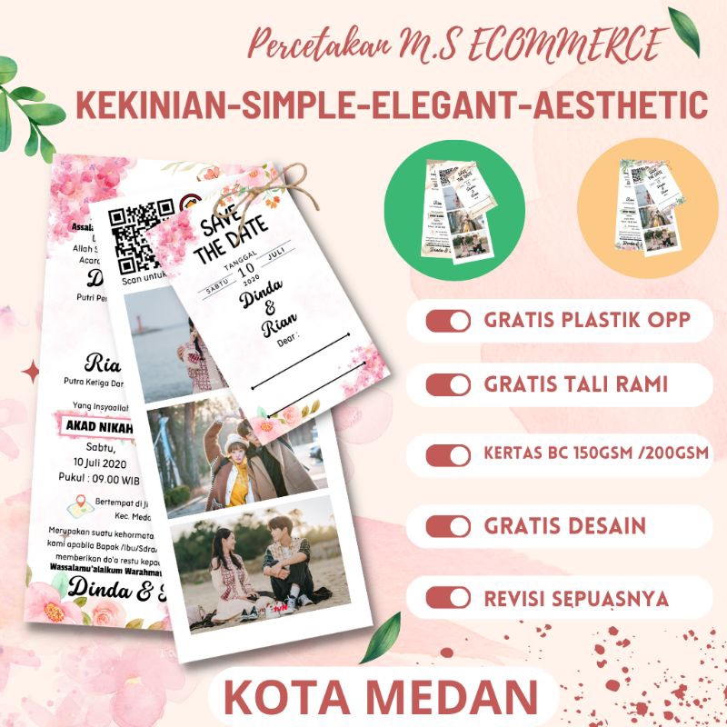 MSECom UNDANGAN PERNIKAHAN ELEGAN MEWAH SIMPLE MURAH PAKAI FOTO MENGGUNAKAN TALI RAMI 3LEMBAR VIRAL 