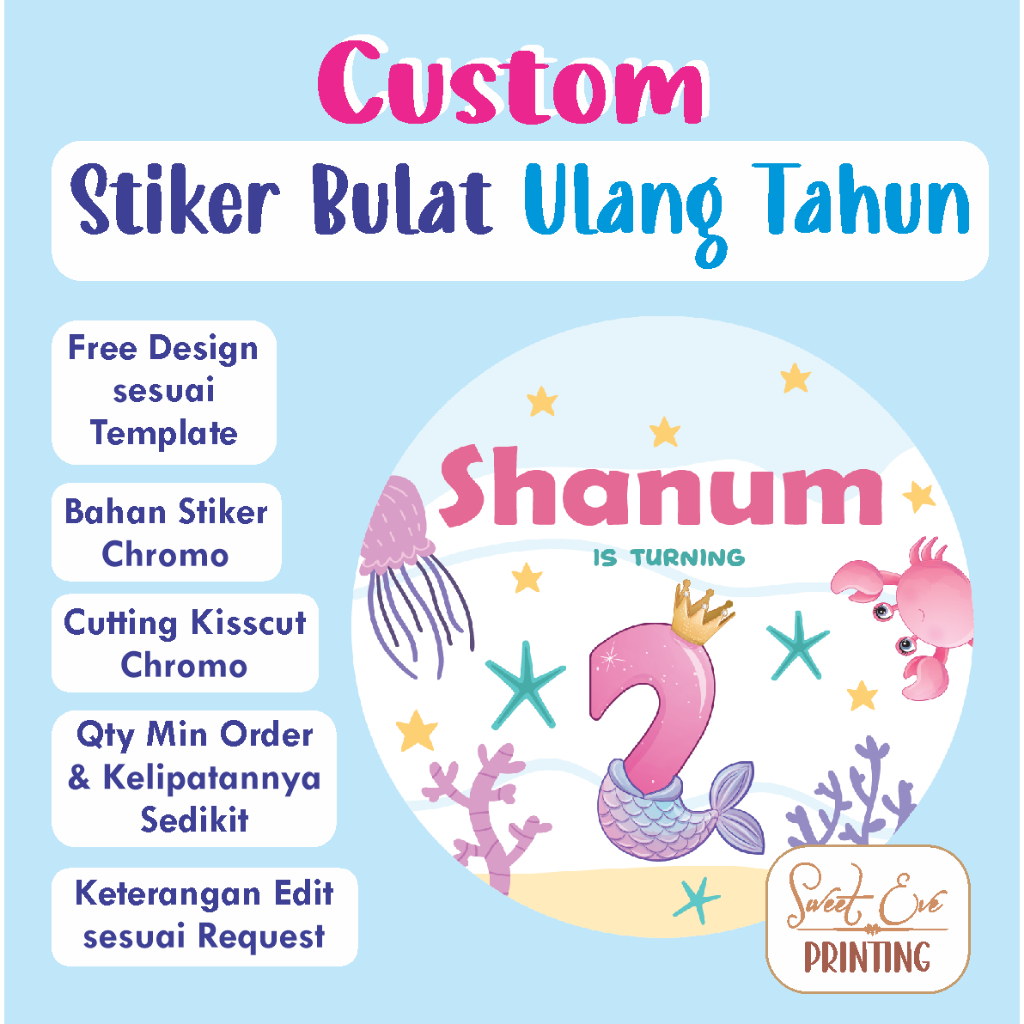 

Cetak Stiker Chromo Label Ulang Tahun Birthday Custom Desain Bulat