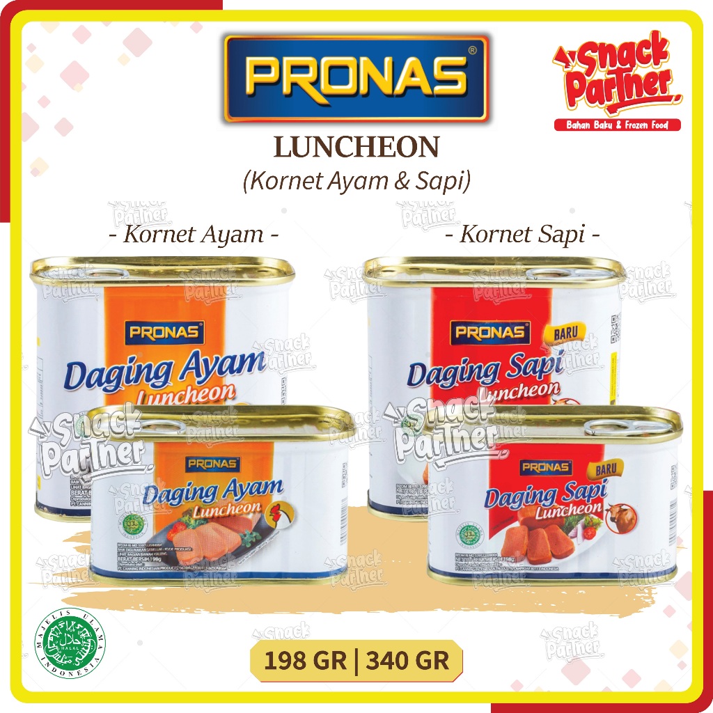 

PRONAS LUNCHEON - KORNET SAPI & AYAM 198 / 340 GR - Daging Kaleng Chicken Beef Corned Ham Original 198GR 340GR