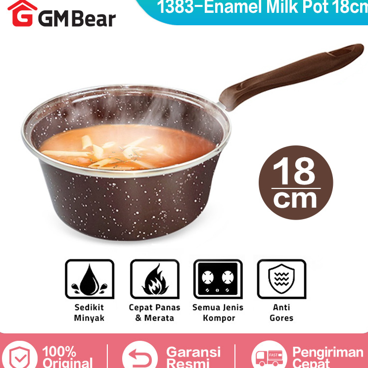 Realpct GM Bear Wajan Penggorengan Enamel - Panci Wok Pan Enamel