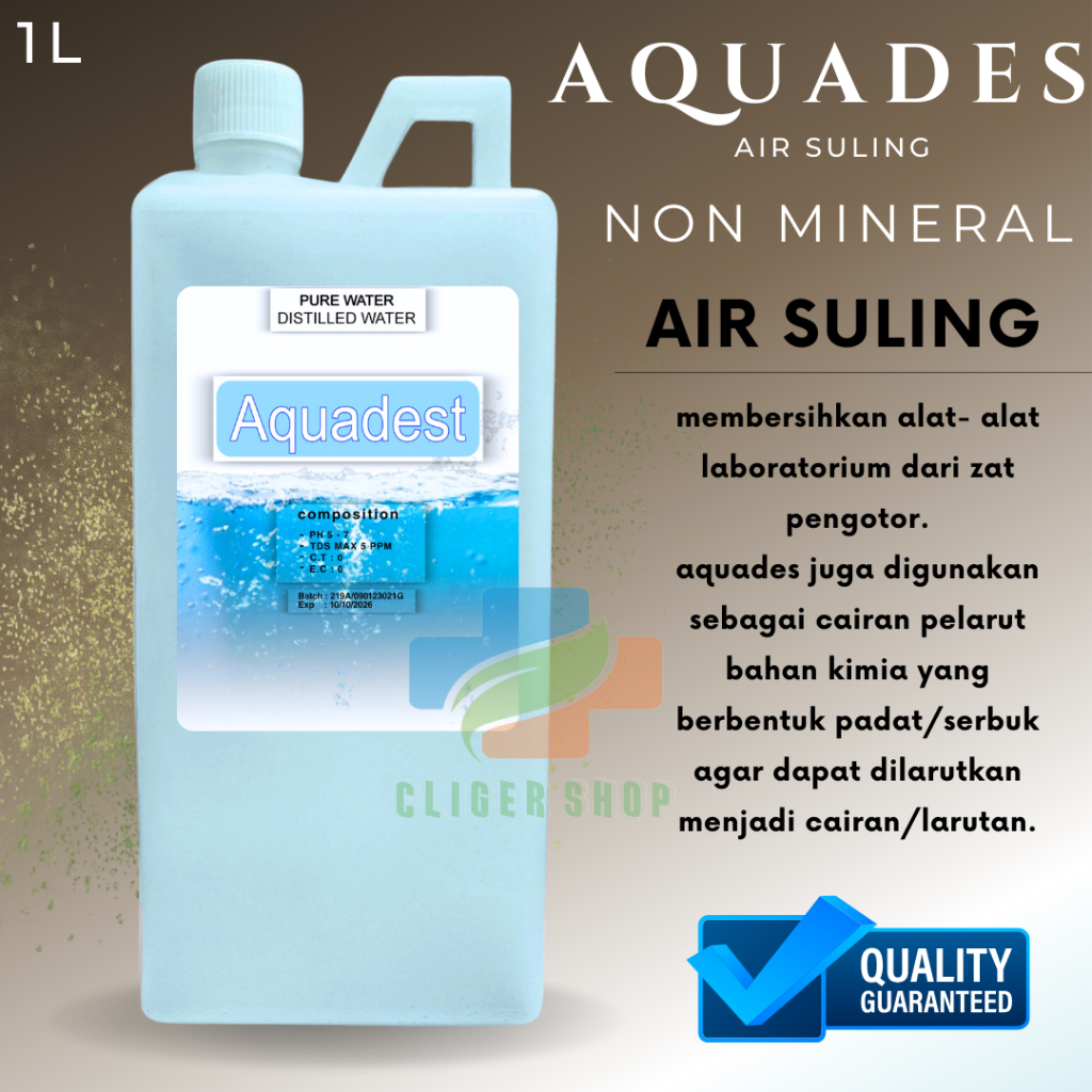 AQUADEST 1 LITER / AIR SULING 1LITER / AQUADEST MURNI SULING