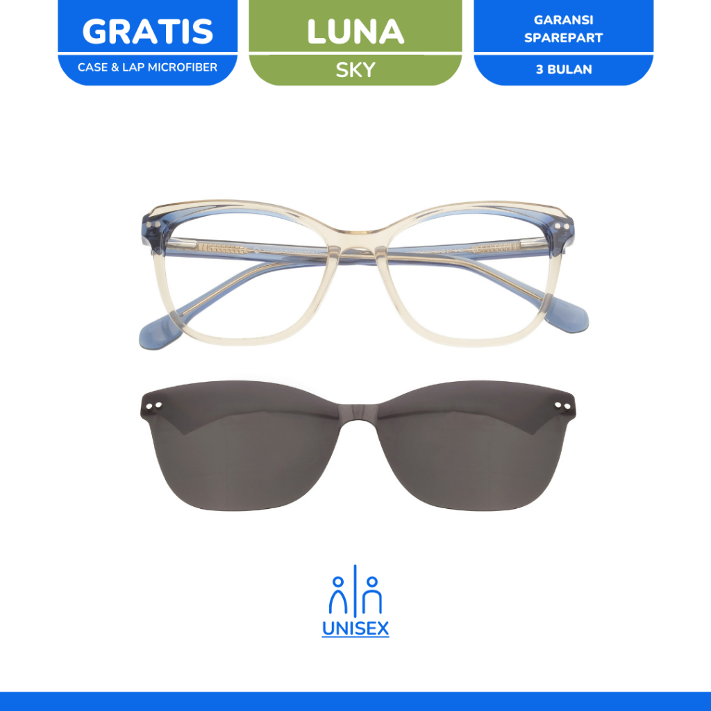 zonakacamata - Clip On Luna Sky - Frame Kacamata - Pria/Wanita - Minus/Silinder/Plus