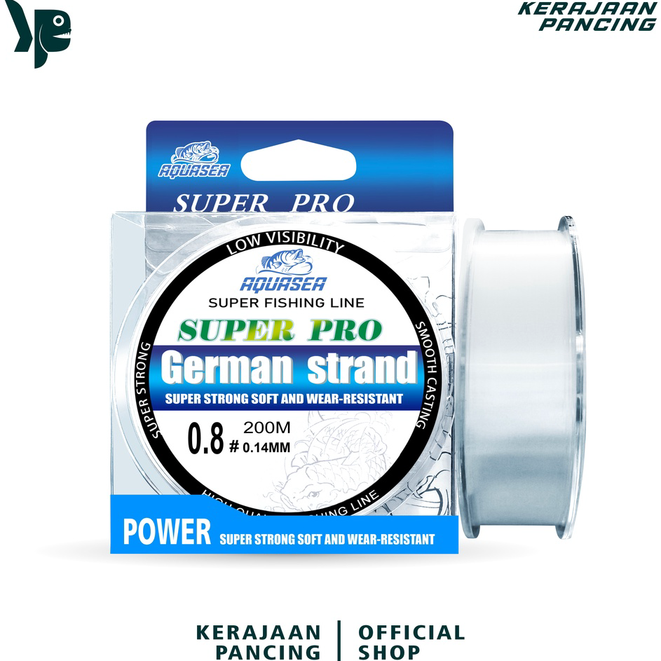 STAR KERAJAAN PANCING - Senar Pancing Germany Aquasea Panjang 200m  Nilon Warna Putih Senar Set Pera