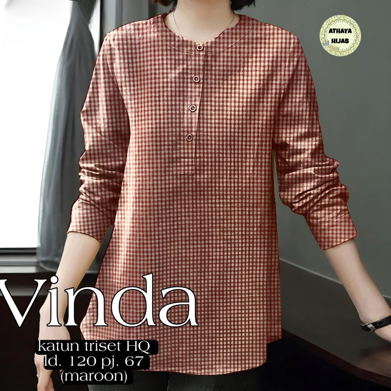 vinda blouse wanita kotak elegan premium katun triset ld 120 ori athaya