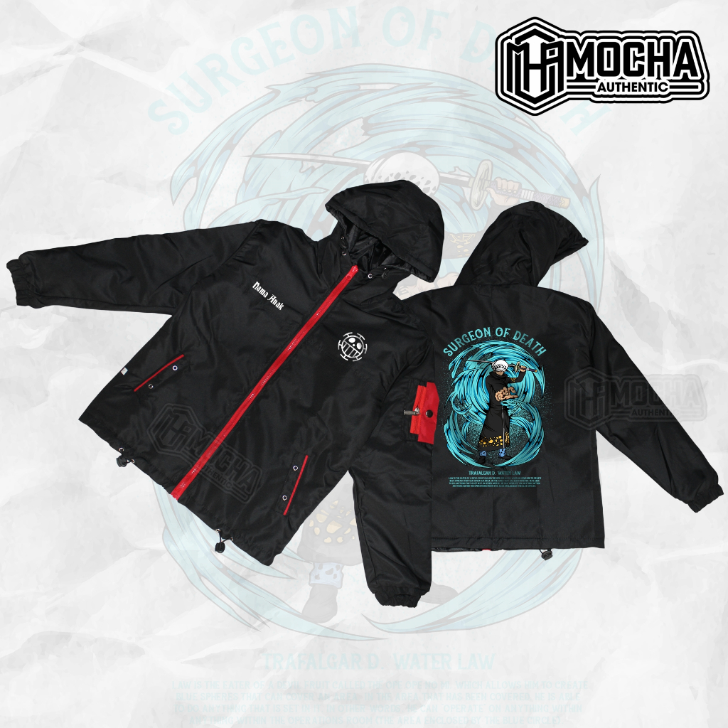 Mocha - JAKET ANAK ONEPIECE TRAFALGAR D LAW JAKET KARAKTER ANAK PARASUT HOODIE