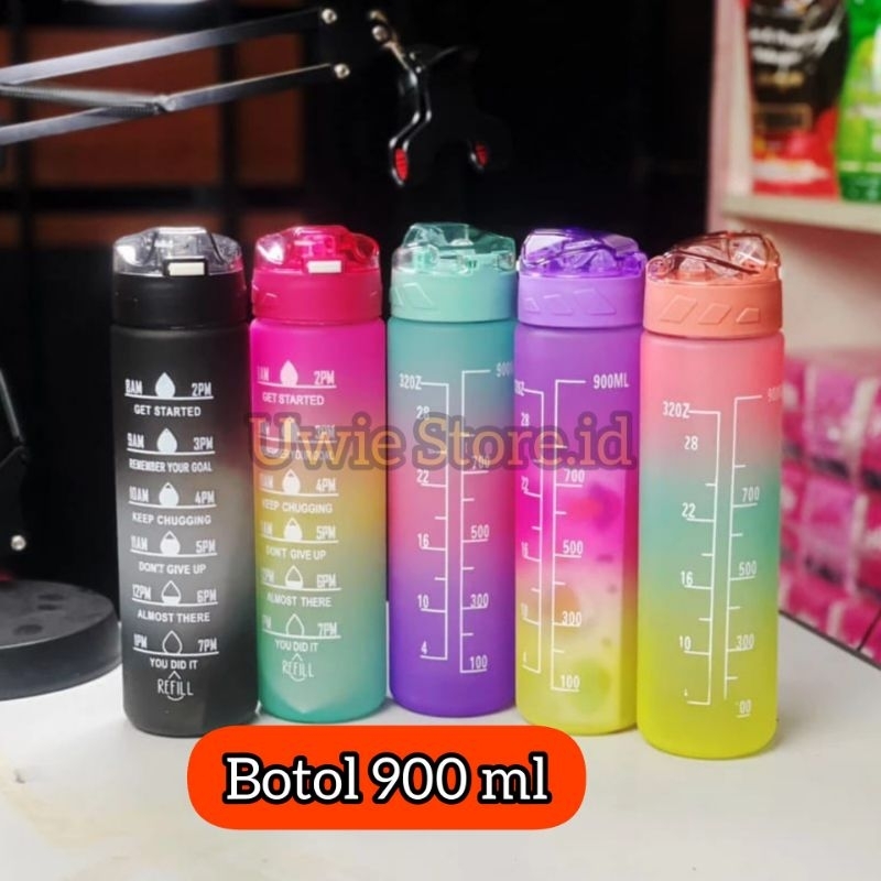 Botol air minum | Botol air 900 ml, botol viral | Botol 1 liter, Botol motivasi tempat minum kecil w