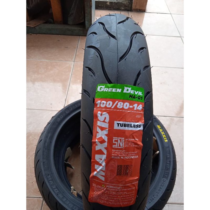 BAN MOTOR MAXXIS 100/80-14 GREENDEVIL BSA UNTUK BAN MOTOR VARIO BEAT BLK