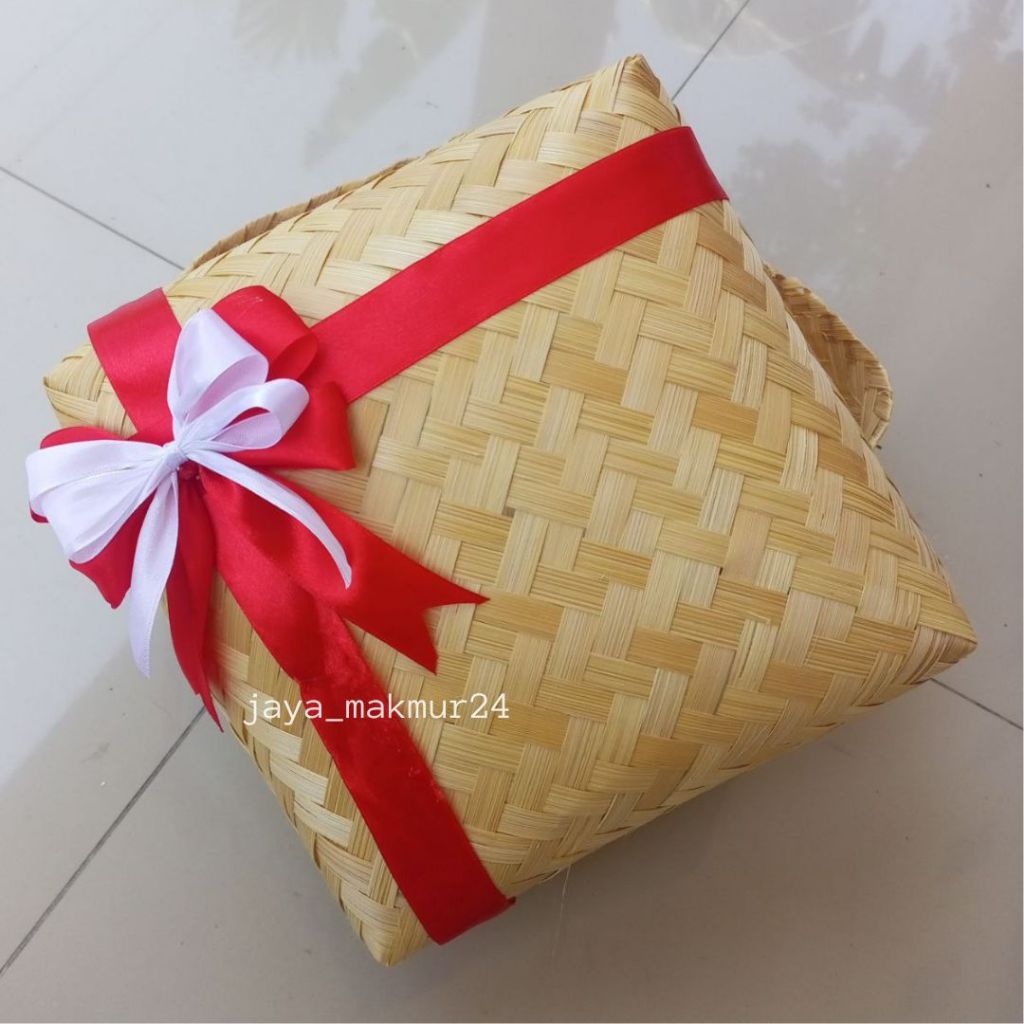 Besek Hajatan Unik - Besek Pita Ukuran 25x25 - Besek Hampers Cantik