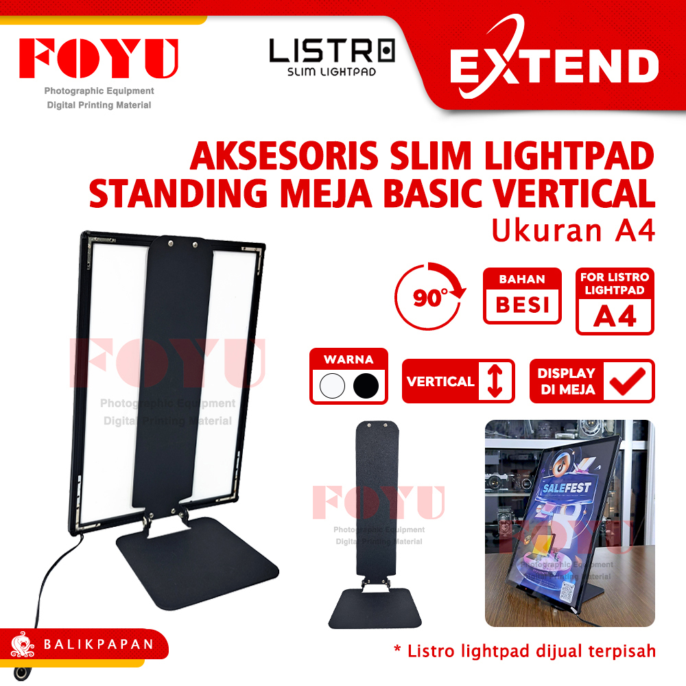 Aksesoris Listro Slim Light Pad Penyangga Dudukan Banner Poster Menu Standing Meja Basic Vertical A4