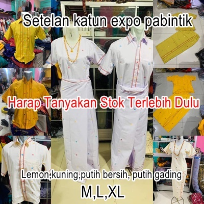 SETELAN COUPLE KATUN EXPO PABINTIK BAJU TORAJA KUNING LEMON PUTIH GADING #2