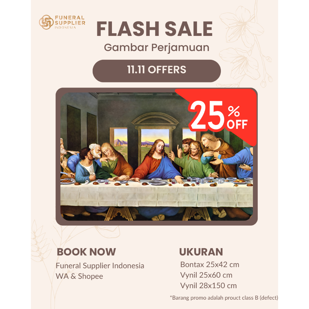 

Gambar perjamuan | Stiker Perjamuan | Perjamuan Kudus | Stiker Bontax | Stiker Vynil | Stiker Hiasan Peti