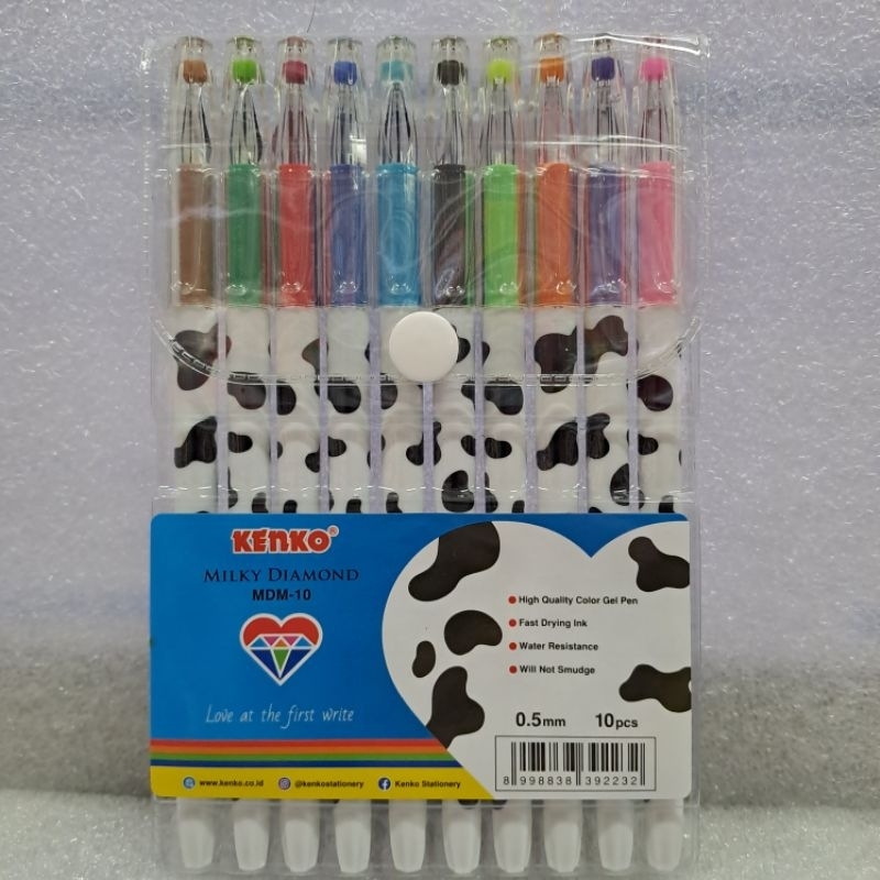 

[ Set isi 10 pcs ] Pulpen Pen Gel Warna Warni Color Gel Pen - Kenko Milky Diamond MDM-10