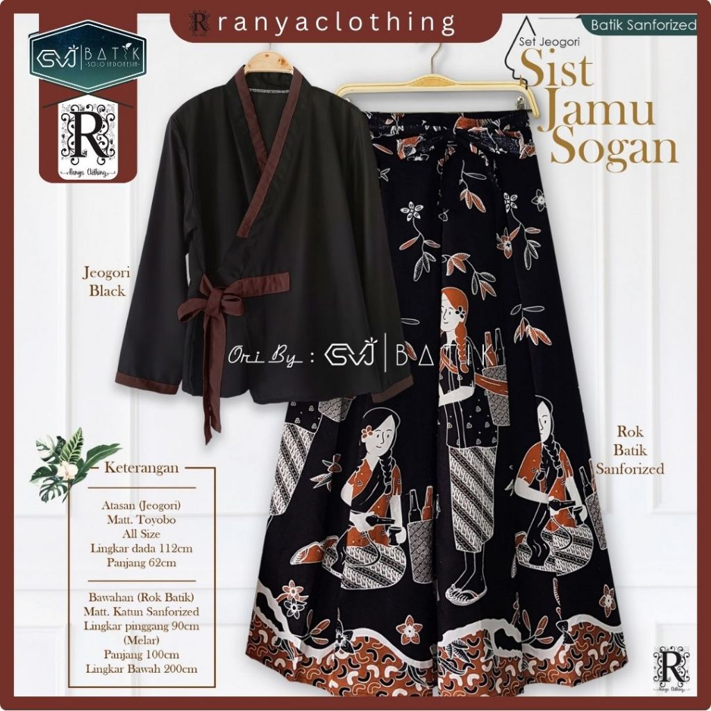 Setelan Hanbok Batik Wanita Kekinian  HItam Rok Batik ORI SVJ