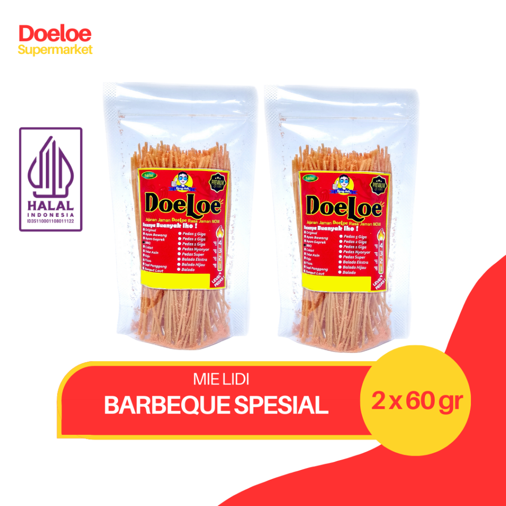 

Doeloe Mie Lidi Rasa Barbeque Spesial Pouch Snack Kang Ask 60gr x 2 Pcs