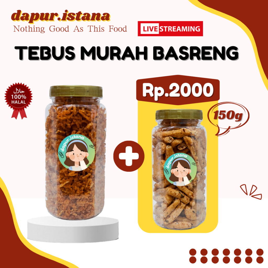 

( HANYA DILIVE ) TEBUS MURAH BASRENG 2000 / kentang Mustofa kering goreng / makanan ringan kemasan Toples / lauk makankentang Mustofa kering goreng / makanan ringan kemasan Toples / lauk makanKentang goreng mustofa kemasan toples 600ml isi Full padat