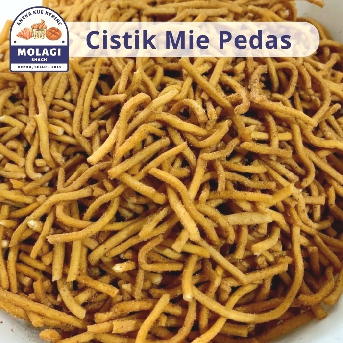 

Cistik Mie Pedas Balado 250 Gram / Stik Keriting Pedas Cemilan - Molagi Snack