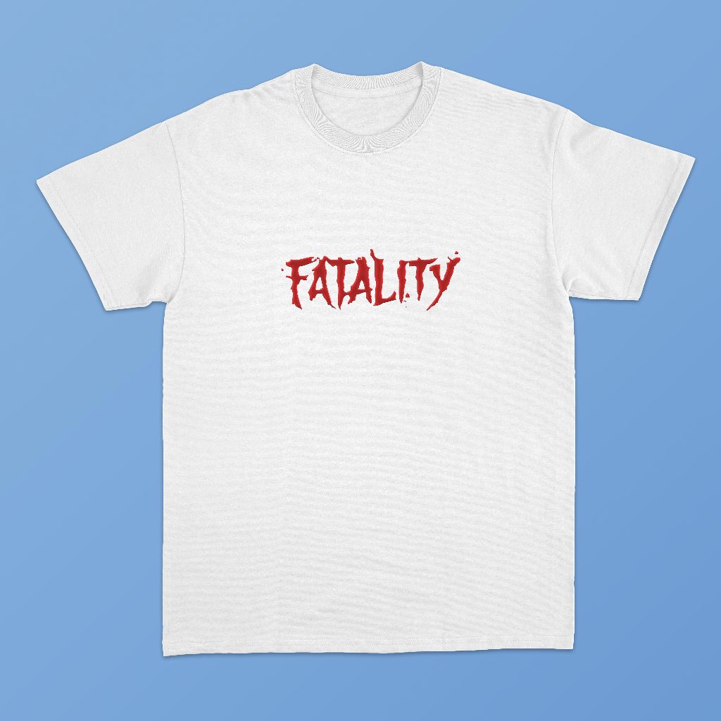 Baju kaos distro Mortal Kombat Fatality white