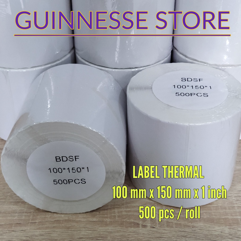 

✨COD✨ Label Thermal - Sticker Thermal - Stiker Thermal - Kertas Thernal - 100 x 150 x 1 isi 500 pcs per roll !