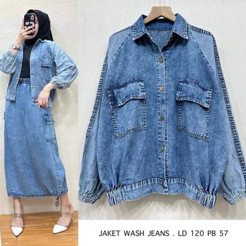 jeans wash blus fashion wanita modern