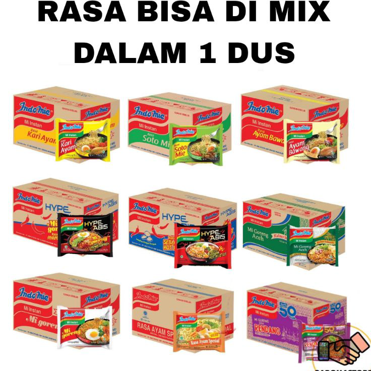 

Ready Indomie Goreng, Soto, Ayam Bawang, Hype Abis, Kari Ayam BISA MIX 1 Dus Isi 40 pcs Pasti Murah