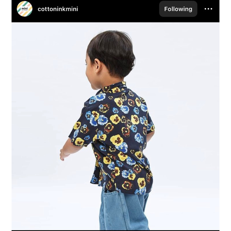 COTTONINK MINI x Ayang Cempaka Navy Cubby Shirt (preloved) 1-2Y