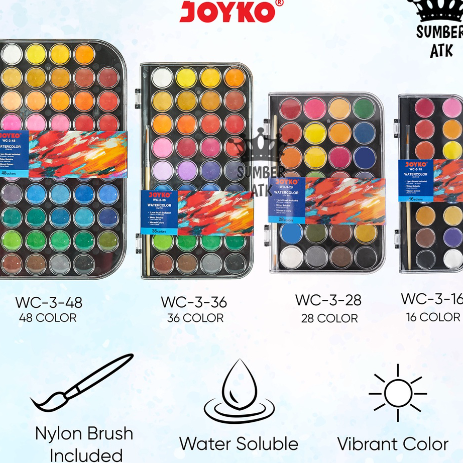 

Diskon Watercolor Set Cat Air Joyko WC-3 16 , 28 , 36 , 48 COLOR
