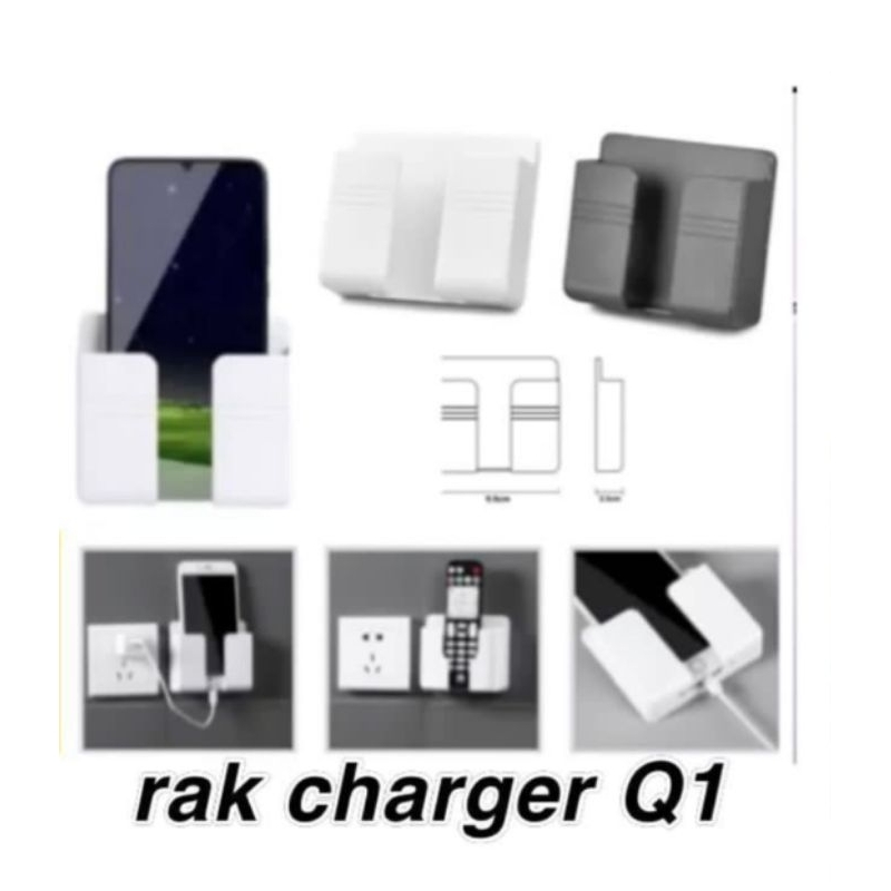 RaK Charger Q1 Rak Gantung Hp Charger / Rak Older Tempel Dinding Gantung Handphone rak Q1