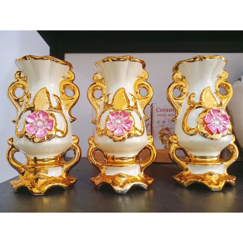 pajangan keramik hias lemari mewah set 3 pcs / pajangan keramik import / dekorasi rumah