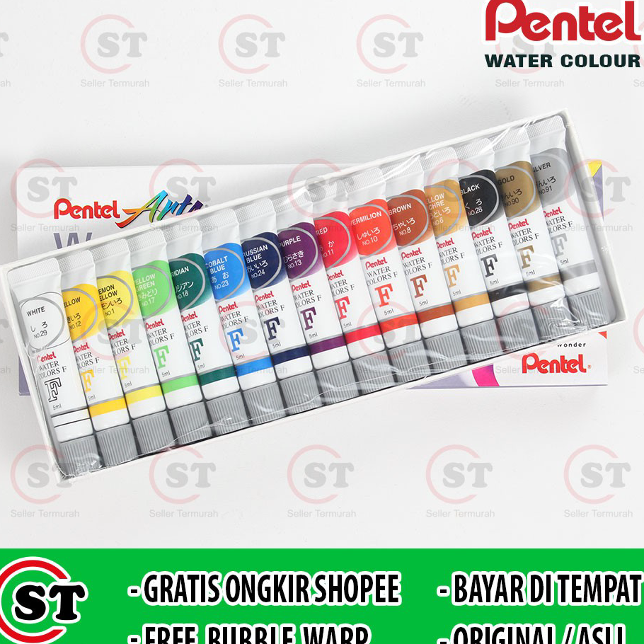 

➹→❆❂ Pentel Water Colours 15 Warna - Kreativitas Anak Melukis Cat Air Pentel WFRS 15 Colors