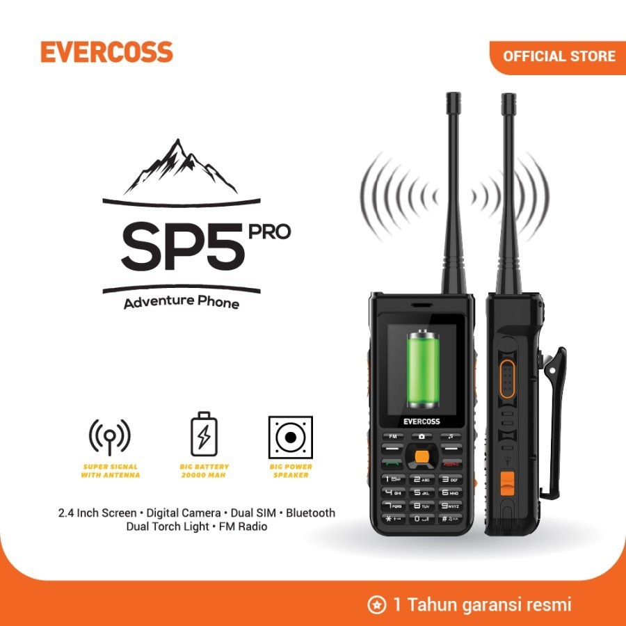 EVERCOSS SP5 PRO - Hp Outdoor - Dual Sim - Big Battrey - Original - Garansi Resmi