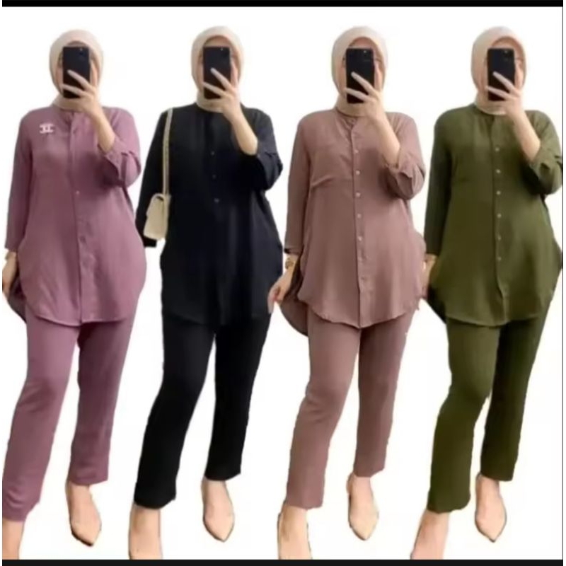 ONE SET ANDIN RAYON CRINLKLE AIRFLOW ORIGINAL PREMIUM 100% BAHAN : RAYON CRINKEl SETE LAN DEWASA LEN