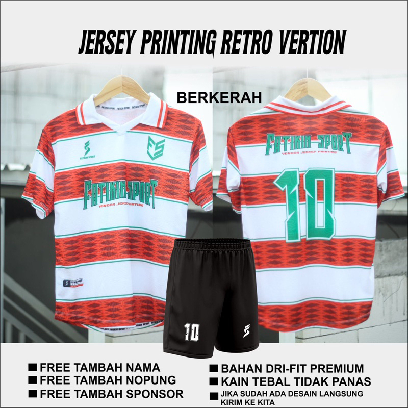 JERSEY PRINTING RETRO KERAH POLO RED