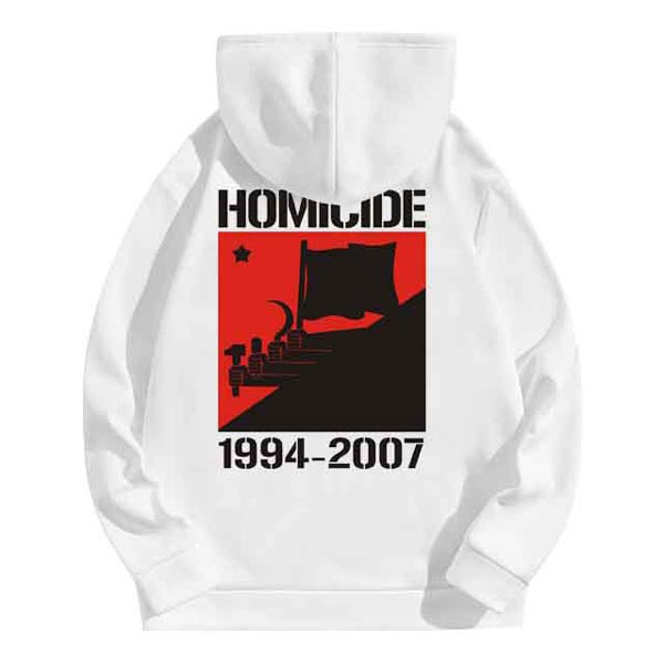 Homicide Hoodie Bahan Cotton Fleece | Pullover & Zipper Hoodie White