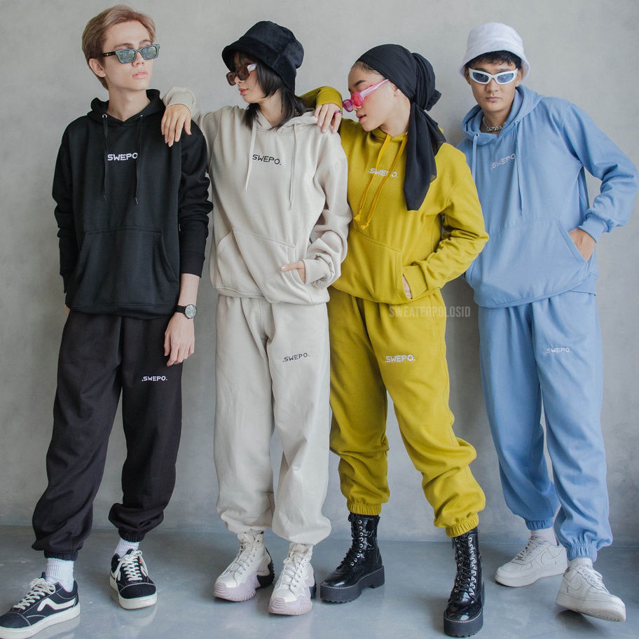 JWLD5722 Dijamin Ori SWEPO Satu Set Hoodie Jumper + Jogger SWEPO Size M- XXL (Pria &Wanita)