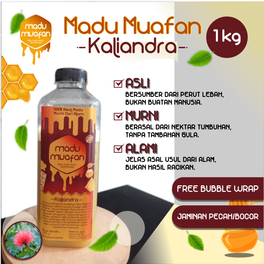 

Madu Kaliandra 1 Kg. Madu Muafan 100% ASLI MURNI ALAMI Real Pure Raw Honey Nektar Organik