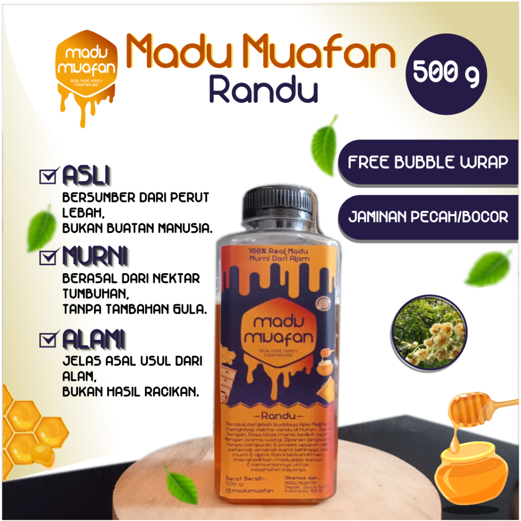 

Madu Randu 500 g. Madu Muafan 100% ASLI MURNI ALAMI Real Pure Raw Honey Nektar Organik