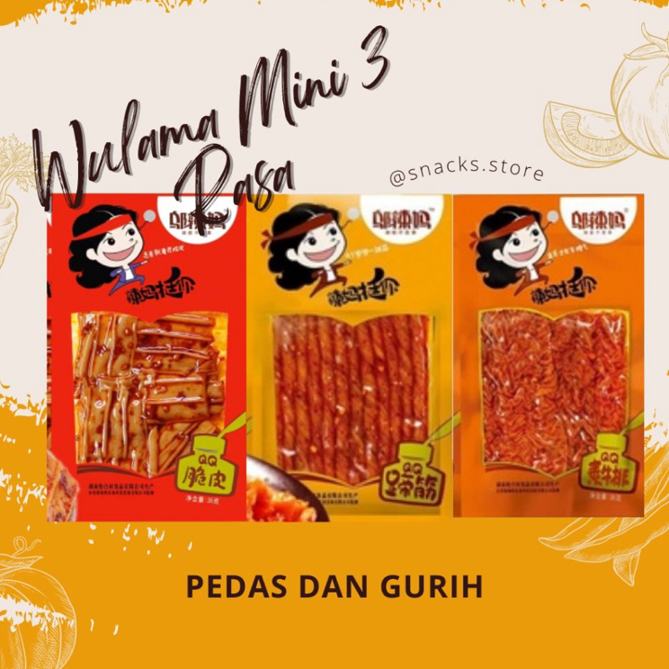 

➥❇❋ (HALAL)TERMURAH! PAKET 3 PCS HEMAT SNACK WULAMA MINI LATIAO 邬辣妈辣条 Laris