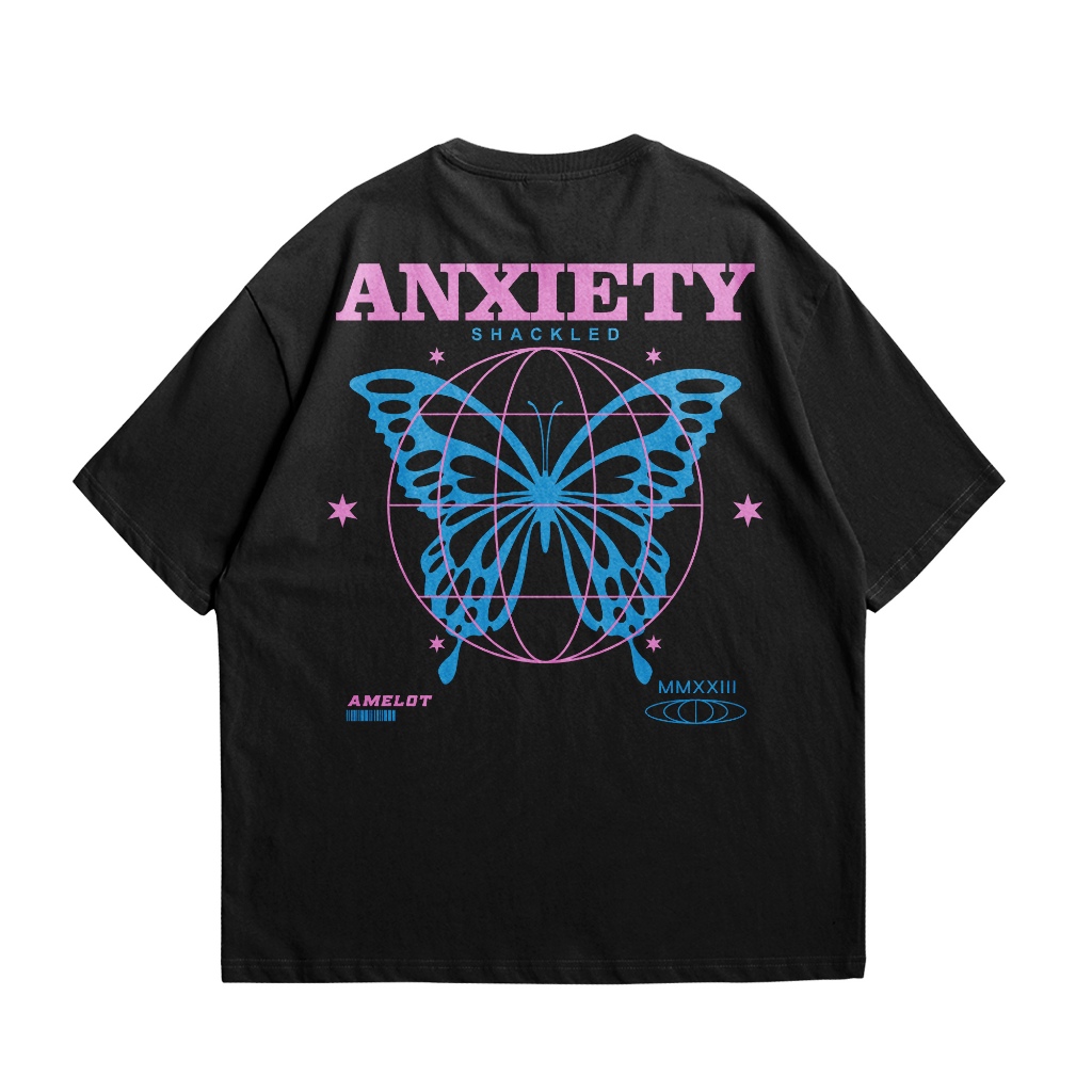 AMT - 21 Amelot Baju Kaos Pria Wanita Lengan Pendek Motif " AN XIETY " Digital Printing Kaos Distro 