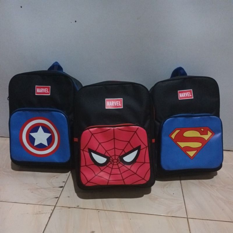 ( R K mar ) tas ransel anak anak karakter super hero/SPIDERMAN ~ SUPERMAN ~CAPTAIN AMERICA/tasransel anak paud ~ Tk