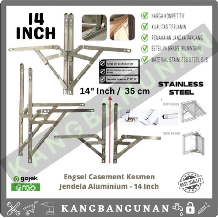 Engsel aluminium casement jendela 14 Inch Jungkit Casmen Casment Daun