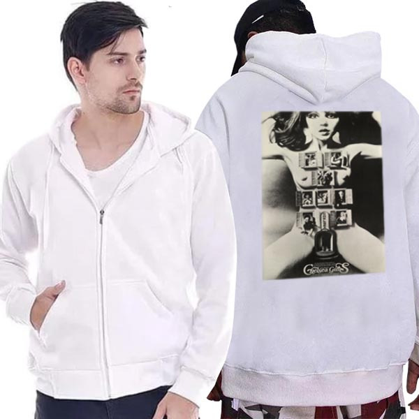 Andy Warhol Chelsea Girl Hoodie Bahan Cotton Fleece | Pullover & Zipper Hoodie White