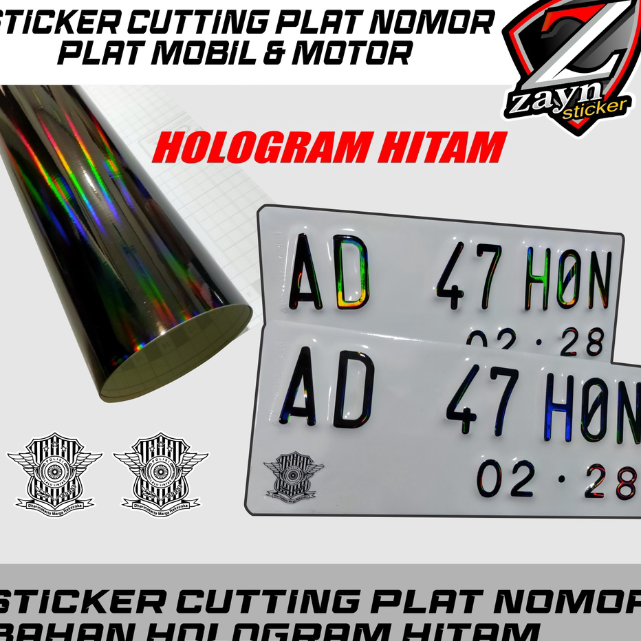 Murah STICKER STIKER CUTTING HOLOGRAM HITAM UNTUK PLAT NOMOR NOMER PUTIH MOBIL DAN MOTOR Best Produk