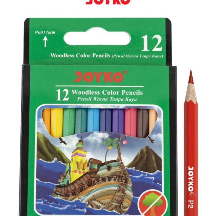 

Terlaris Pensil warna Joyko 12 warna pendek CP-107 Woodles ( 1set )