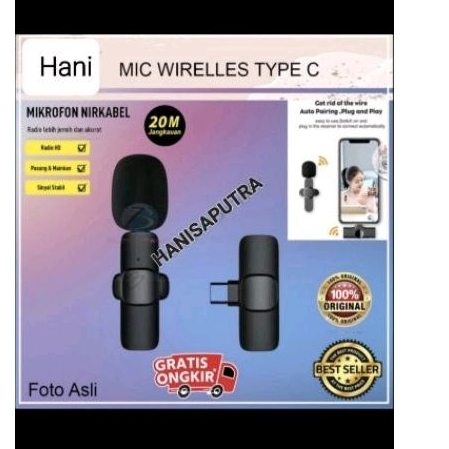 Microphone Mic Clip On Wireless Utk Hp Type C / Audio Video Recording