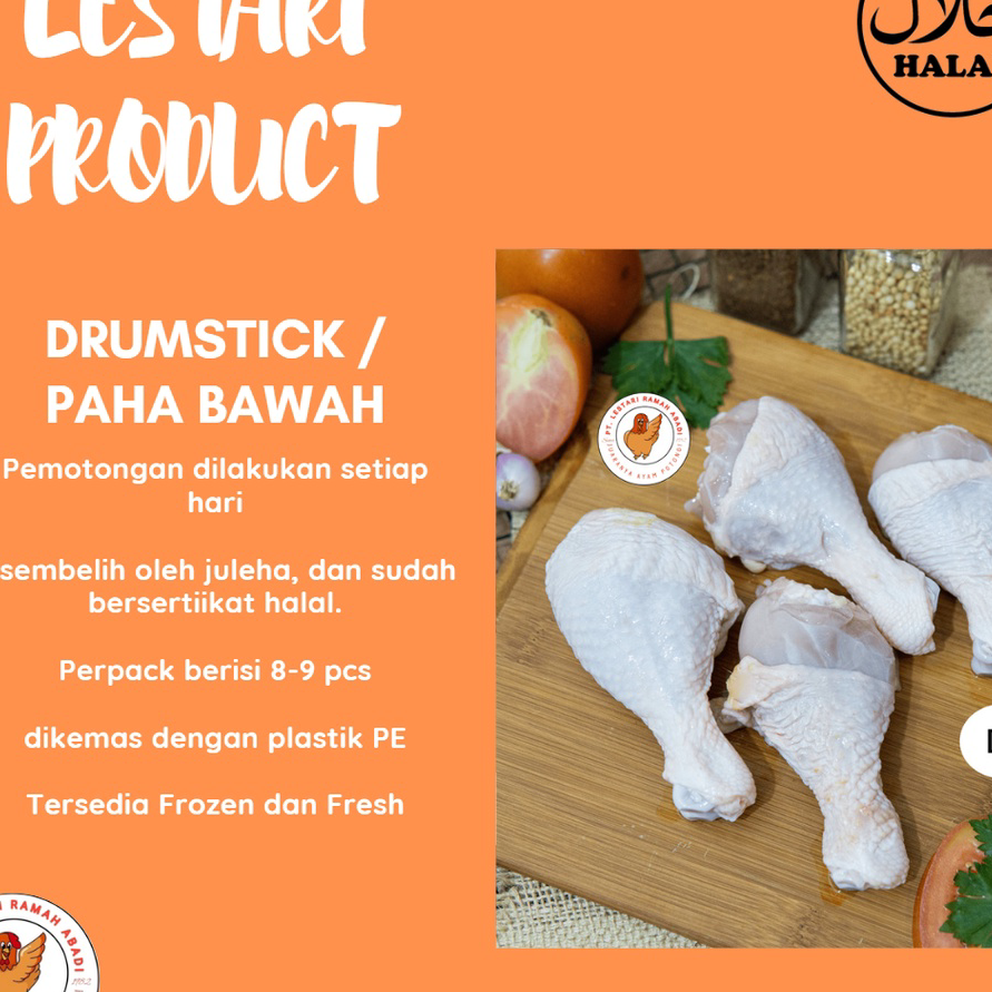 

KVPQ5090 Stok terbaru Ayam Paha Bawah / Drumstick Fresh 1kg