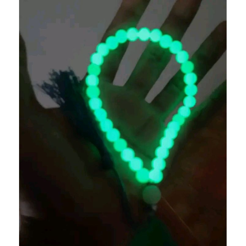 Tasbih batu fosfor 33 butir 8 mm menyala dalam gelap