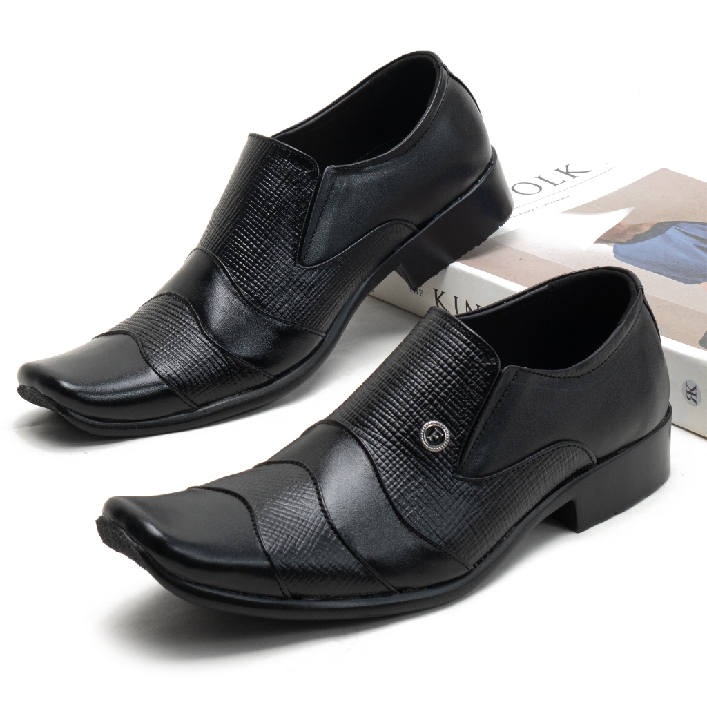 Sepatu Pantofel Pria Formal Kantor Branded Lokal Kulit Asli Original Fordza F663